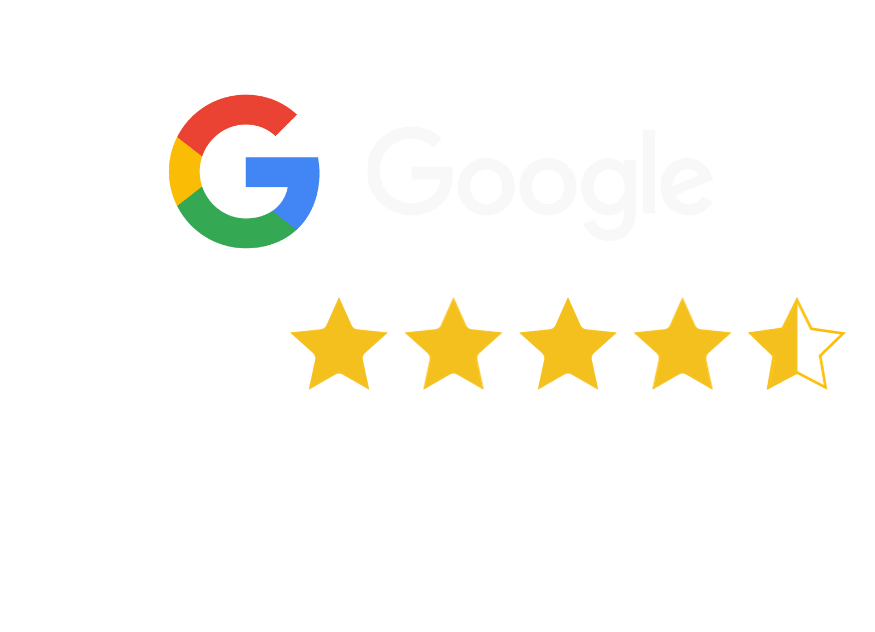 Google logo with 4.9 out of 5 stars, based on 600+ reviews.