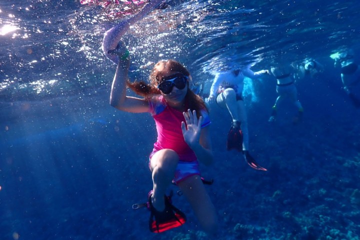 a man swimming in the water