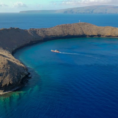an island in the middle of a body of water
